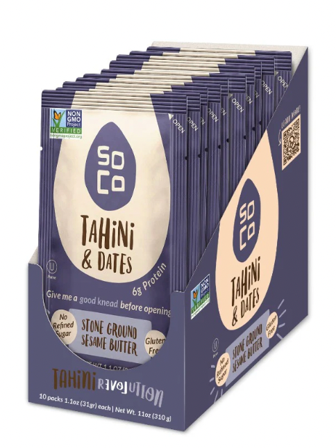 SoCo Artisanal Tahini Single Serve Squeeze Packs - Tahini & Dates - 10 Pack